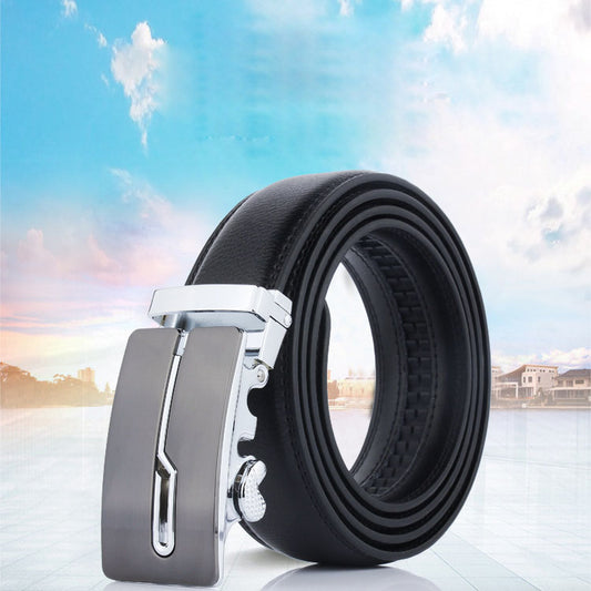 New Men's Leather Belt Men's Business Cowhide Belt Online Best-selling Product Label-free Automatic Buckle Pant Belt